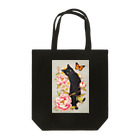 おちょぴのピンクの牡丹と黒猫 Tote Bag