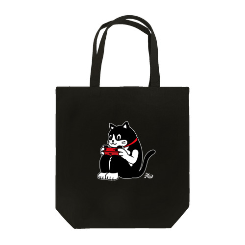 猫背ゲーマー(濃色用・白フチ) Tote Bag