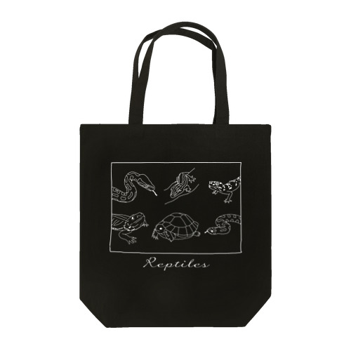線画 Reptiles 爬虫類大集合 Tote Bag