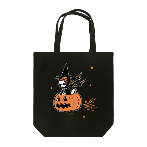The Pumpkin Riding Witch Tote Bag