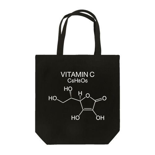 VITAMIN C C6H8O6-ビタミンC-白ロゴTシャツ トートバッグ