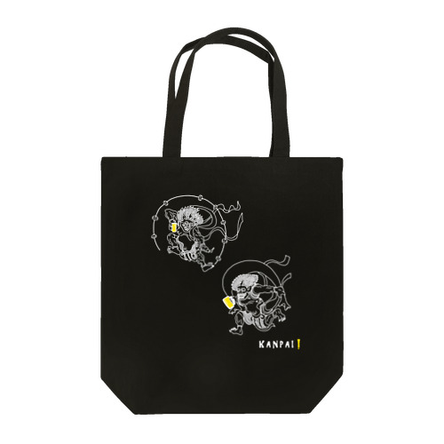 名画 × BEER（風神雷神）白線画 Tote Bag