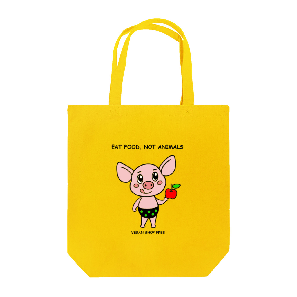 VEGAN SHOP FREEのEAT FOOD NOT ANIMALS ぶたさんとりんご トートバッグ