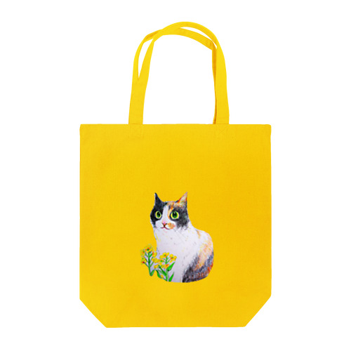 三毛猫と菜の花 Tote Bag