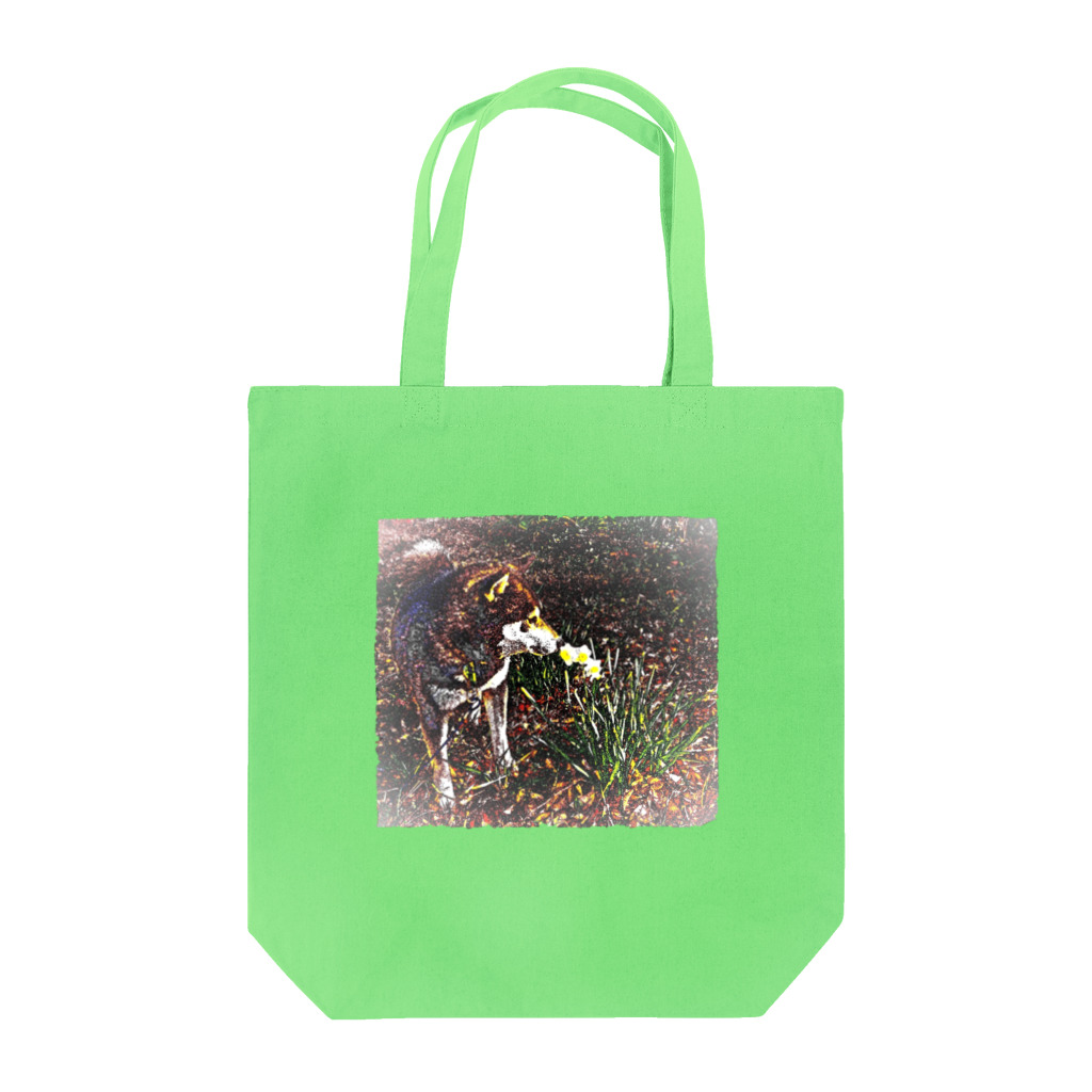 マロマロの黒柴と水仙 Tote Bag
