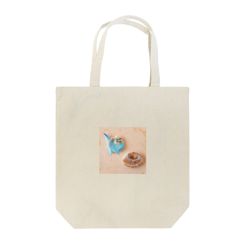 マチルの羊毛フェルトのふわふわインコとドーナツ Tote Bag