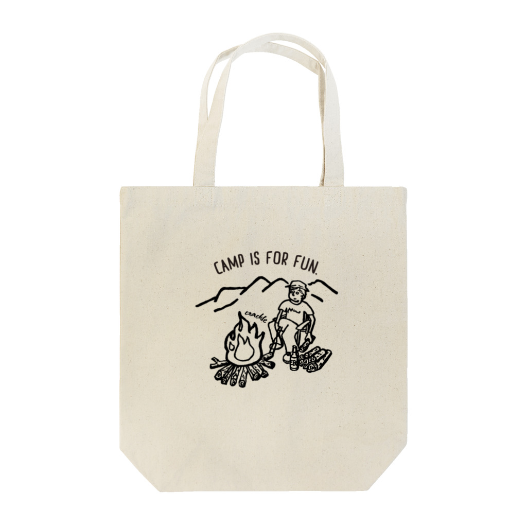 Too fool campers Shop!のCAMP IS FOR FUN01(黒文字) Tote Bag