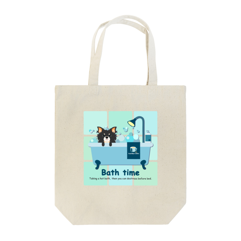 Teal Blue Coffeeのお風呂の時間_tile Ver. Tote Bag