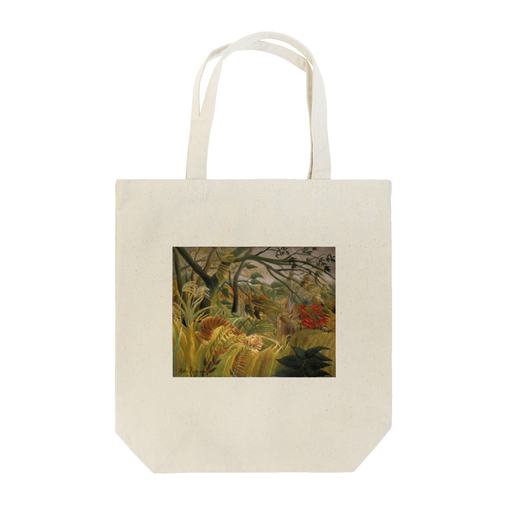 Art Baseの熱帯嵐のなかのトラ / アンリ・ルソー(Tiger in a Tropical Storm(Surprised!)1891) Tote Bag