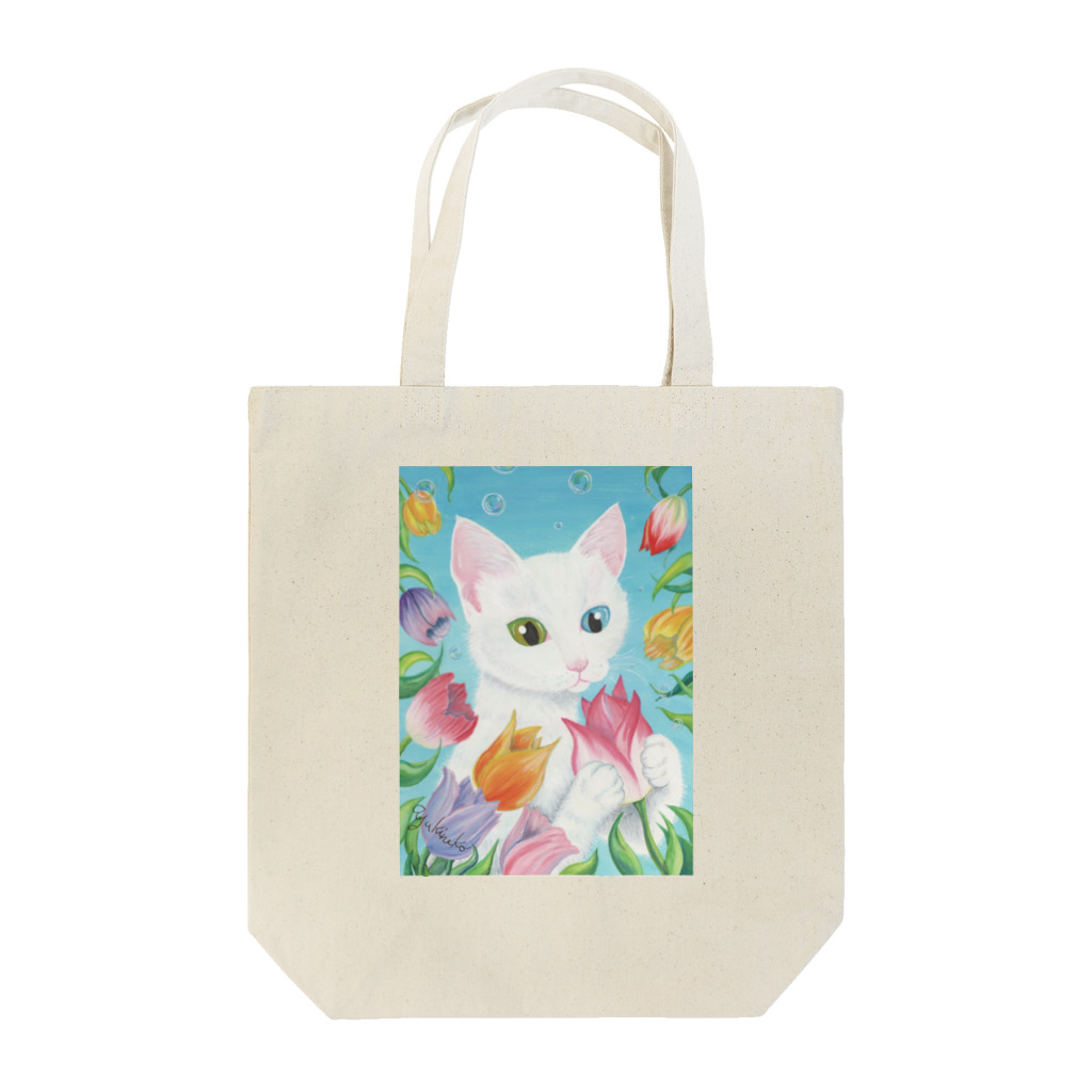 雪猫@LINEスタンプ発売中の春の匂いがするニャア Tote Bag