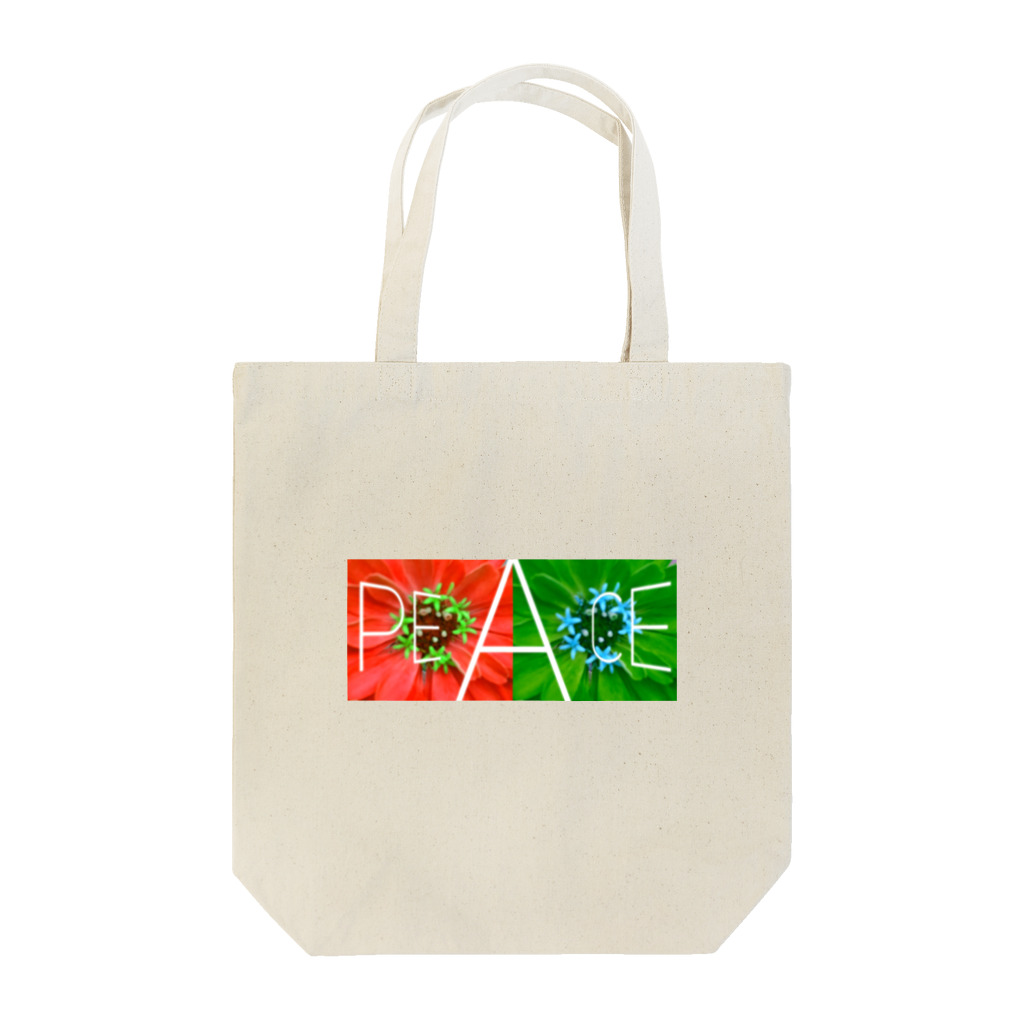 シンプルにpeace in love♡の花peace トートバッグ