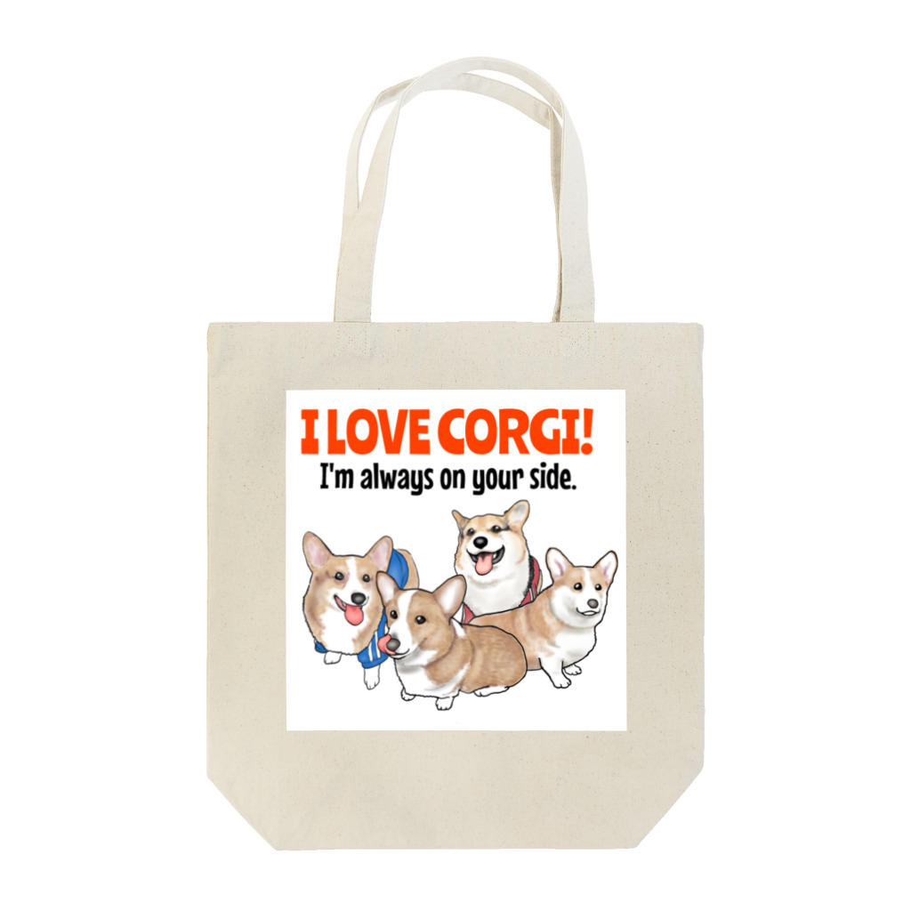 think-a worksのI LOVE  CORGI! トートバッグ