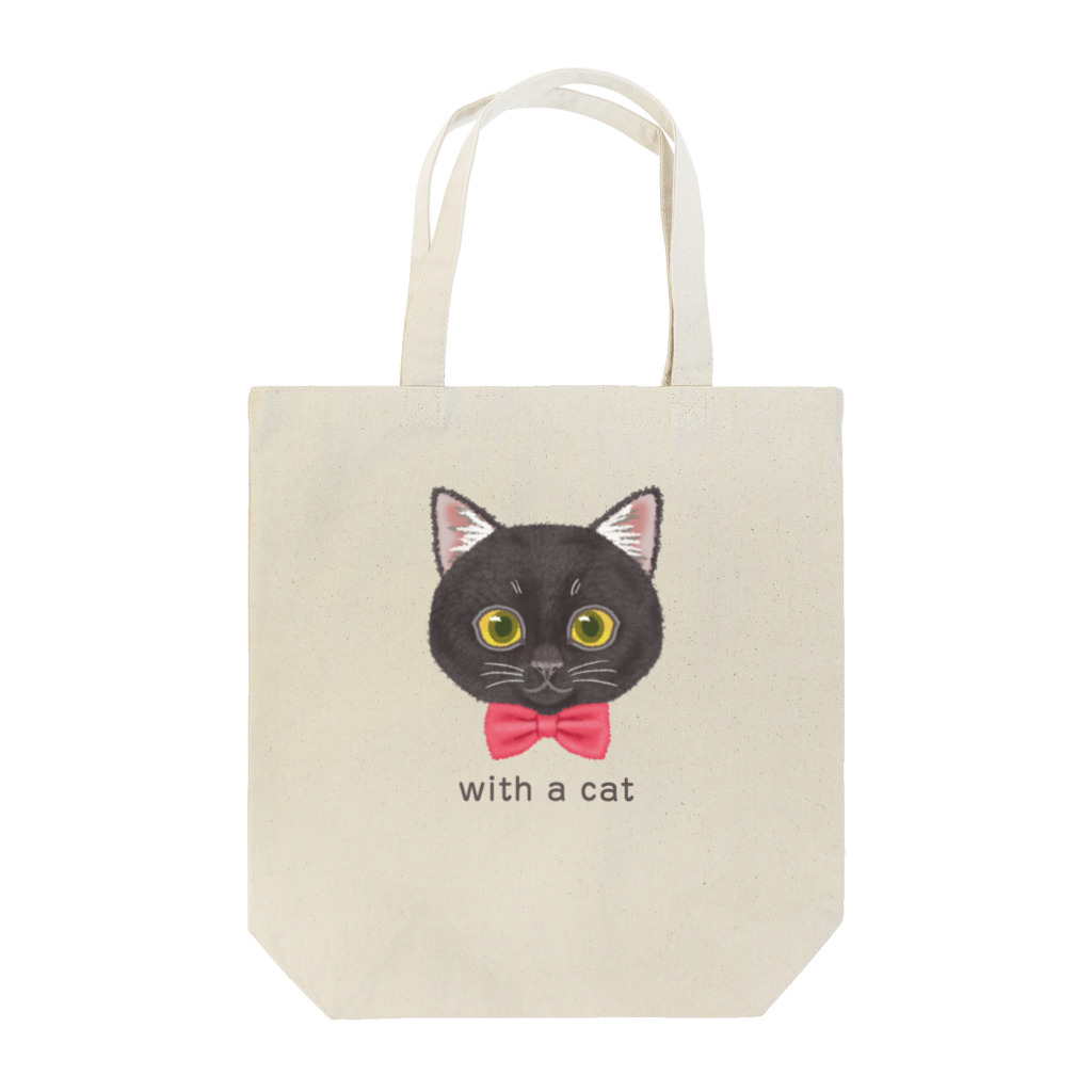 いっぷく堂のねこちゃん（クロ）totebag トートバッグ