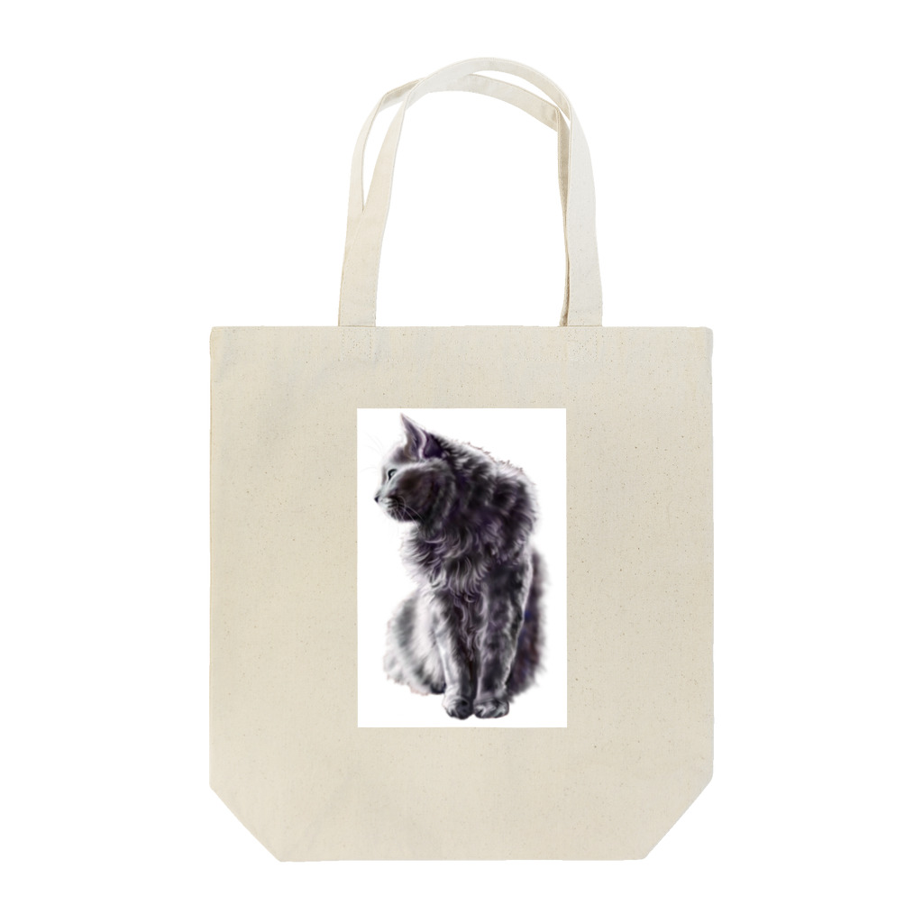 気まぐれ絵描きの猫グッズ屋の銀色の毛並みの猫 トートバッグ