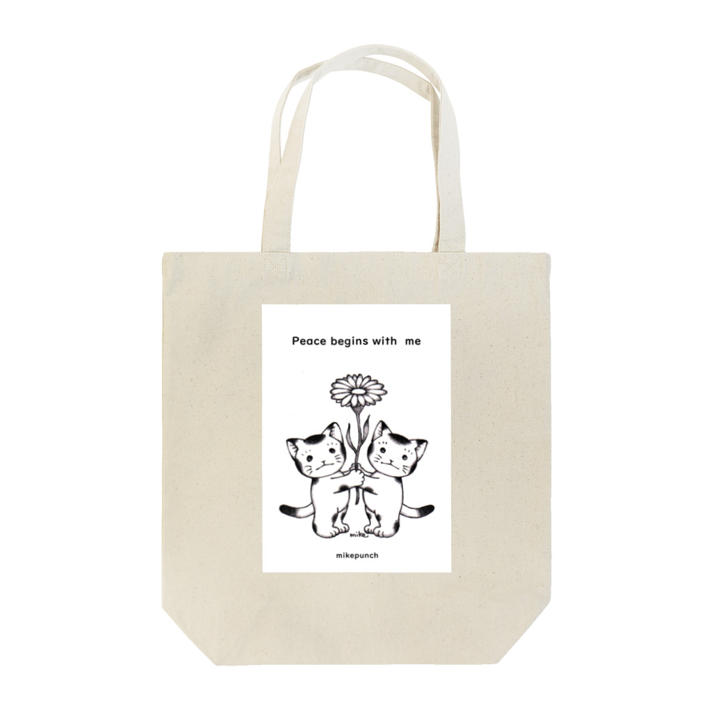 mikepunchのPeace begins with me おにぎりキッズ Tote Bag