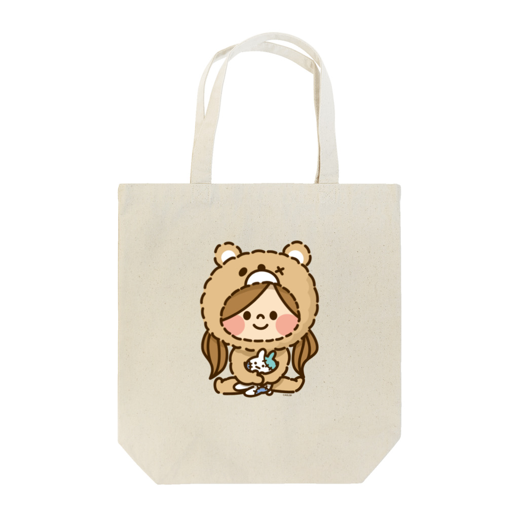 アグリム@かわ主婦スタンプ制作中のかわいい主婦の1日もこもこクマ柄 Tote Bag