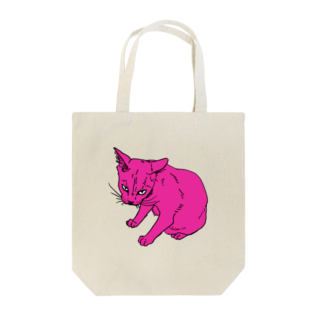 猫屋萬年堂のピンクのねこさん トートバッグ