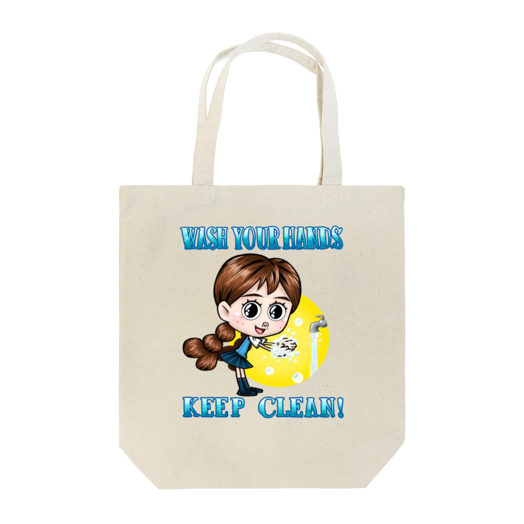 堀越ヨッシーのお店（SUZURI支店）のWASH YOUR HANDS Tote Bag