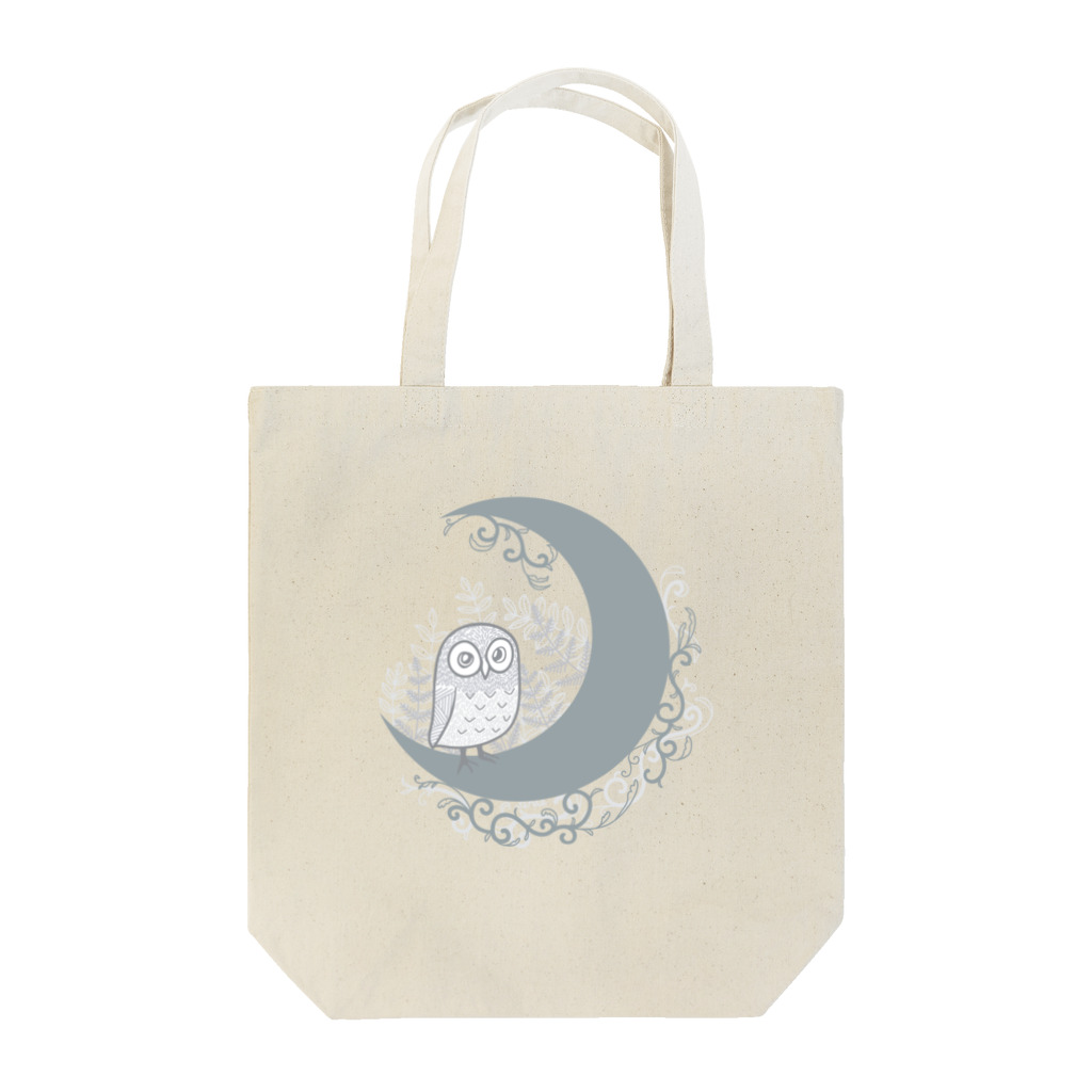 rakugakicabinの月にフクロウ　モノクロ版 Tote Bag