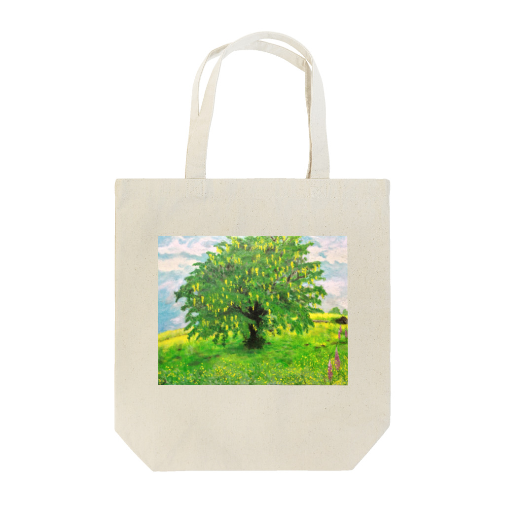 SJMavisの輝くような孤立するキングサリの木：Laburnum Tree in Splendid Isolation トートバッグ