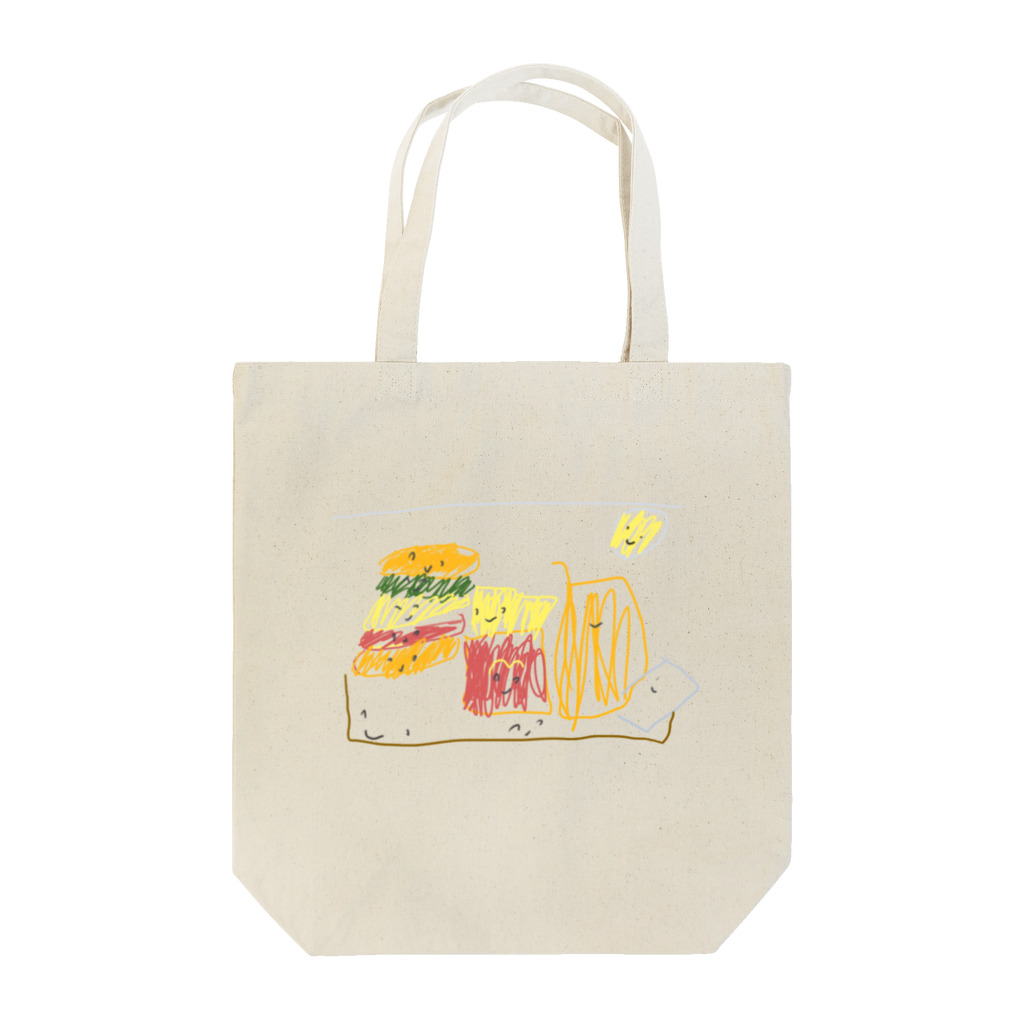 ジンベエザメがすきのジュースくんとハンバーガーちゃん Tote Bag