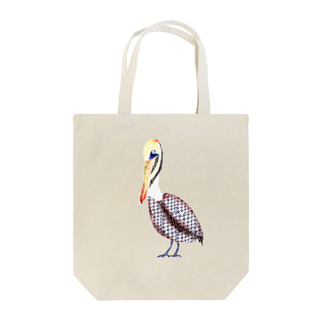 文様動物園 Pattern Zoo Museum shopの千鳥格子 × カッショクペリカン Tote Bag