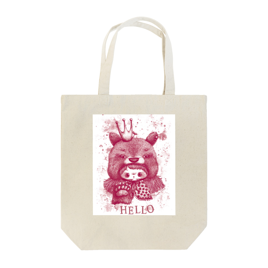 うしじまのこのkumanoko hello(赤) Tote Bag