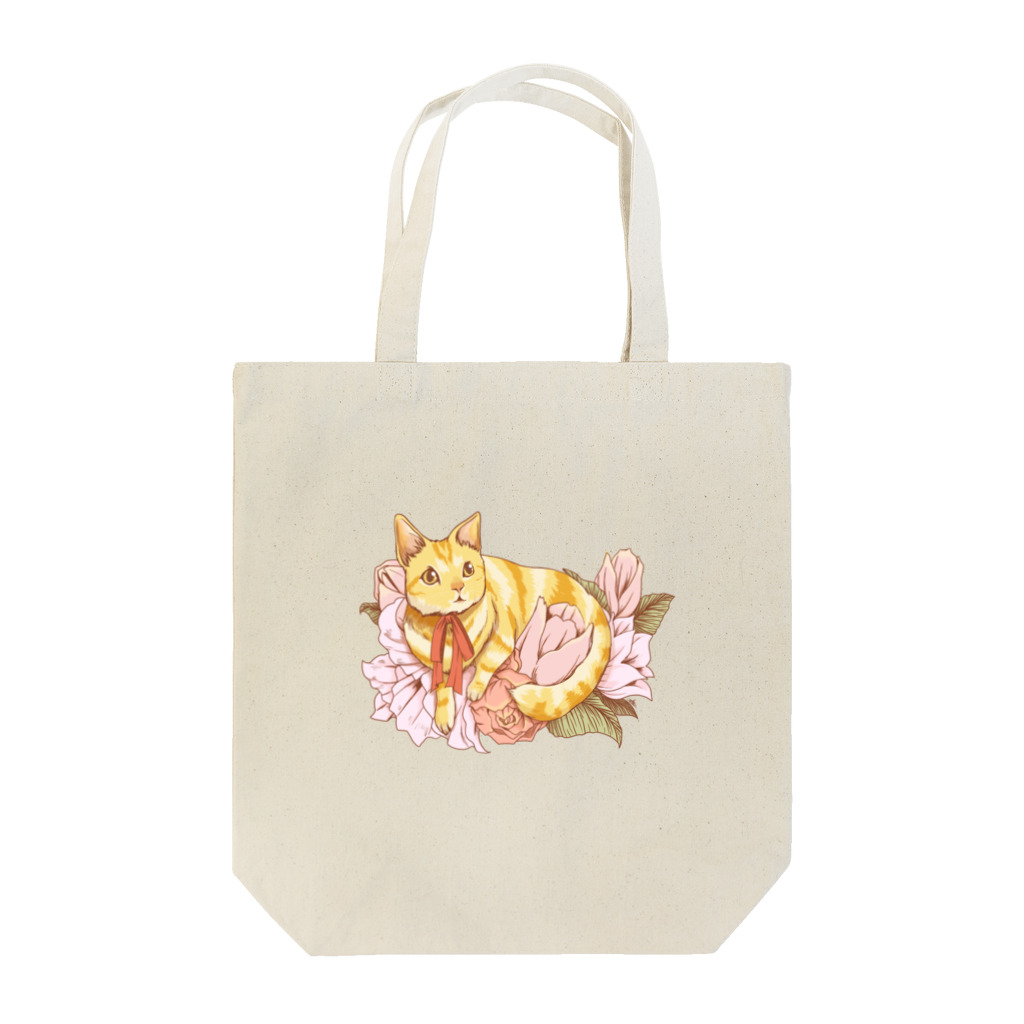 Lichtmuhleの猫とお花 トートバッグ