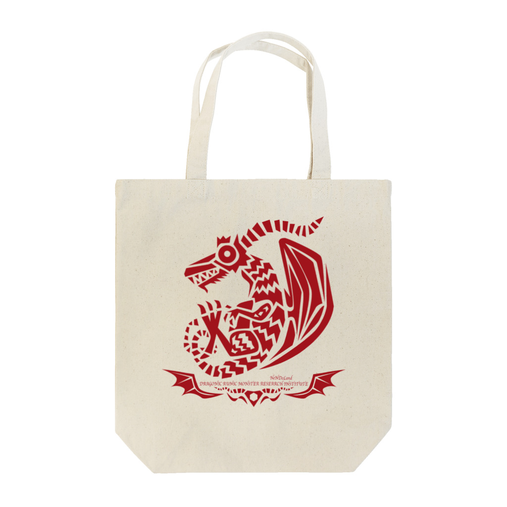 ねんどらんどSUZURI店のドラゴルーン魔生物研究所の紋章(紅) トートバッグ