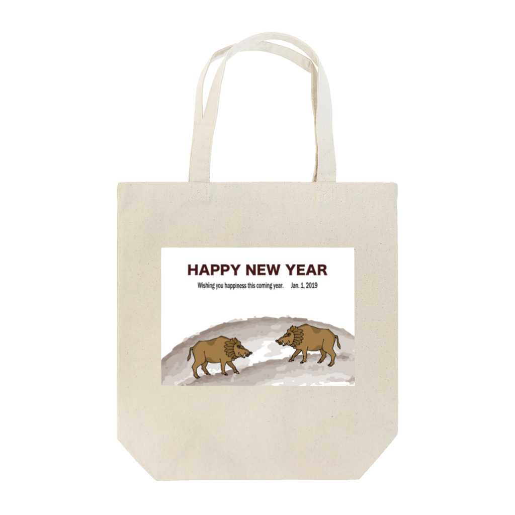 ジルトチッチのデザインボックスの2019亥年の猪のイラスト年賀状イノシシ Tote Bag