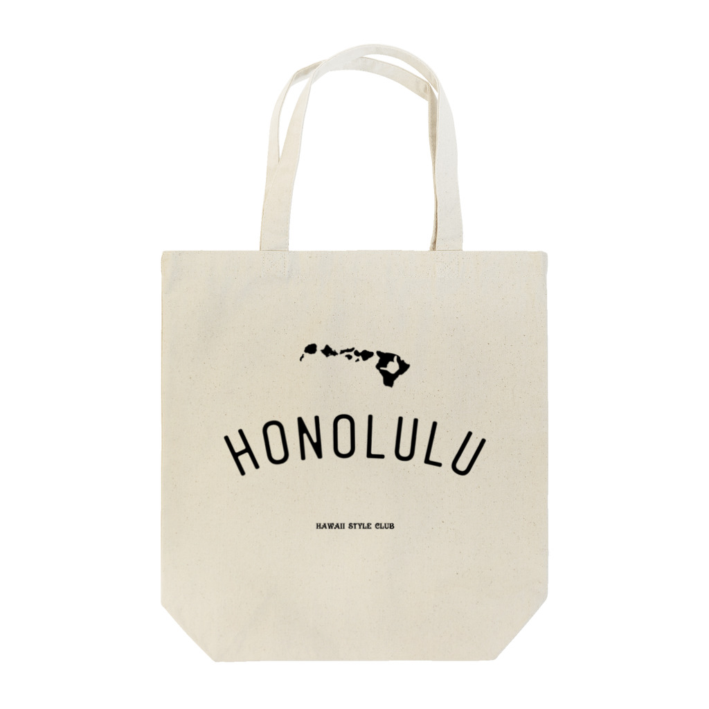 ハワイスタイルクラブのHONOLULU　BLK LOGO Tote Bag