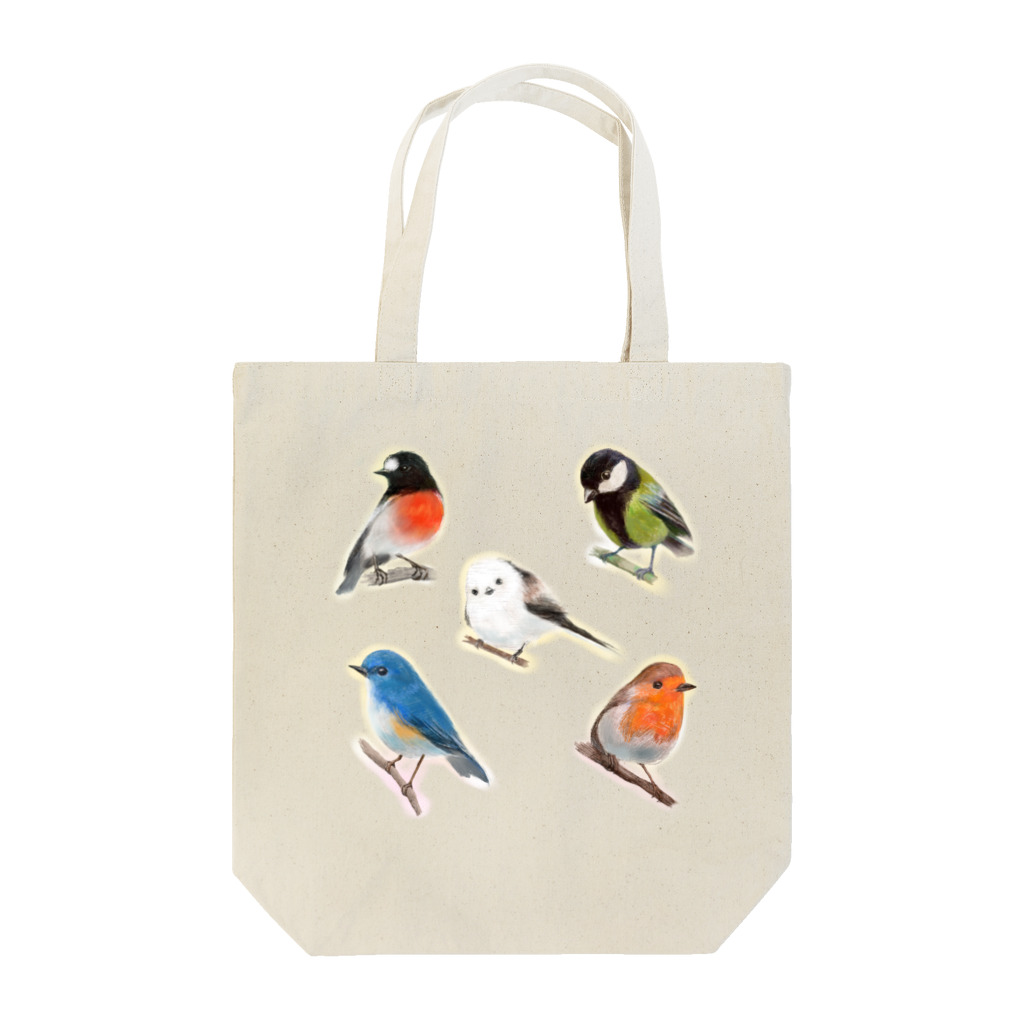 NORIMA'S SHOP のかわいい野鳥たちの背景透過イラスト トートバッグ