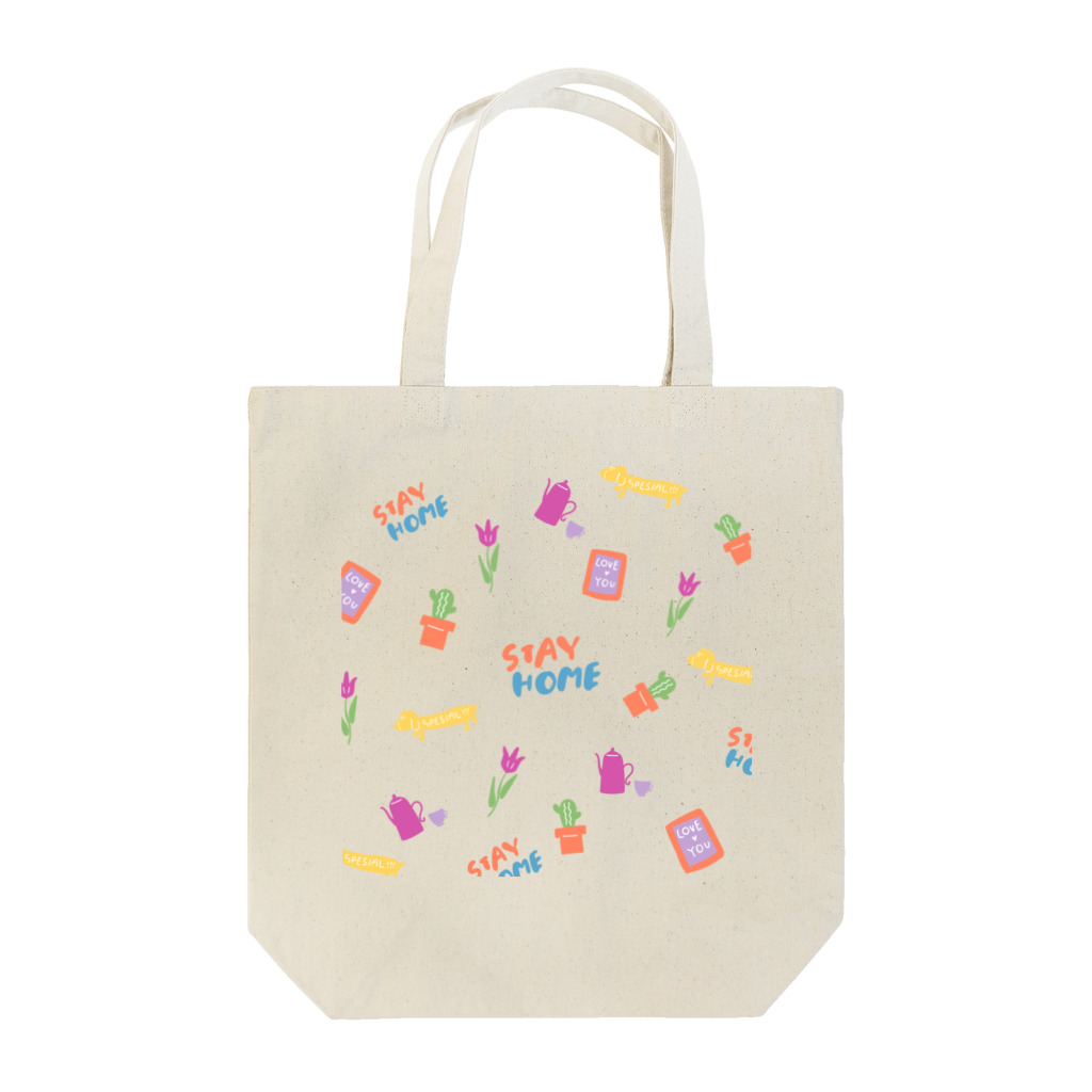 HL.のSTAY HOME柄 Tote Bag