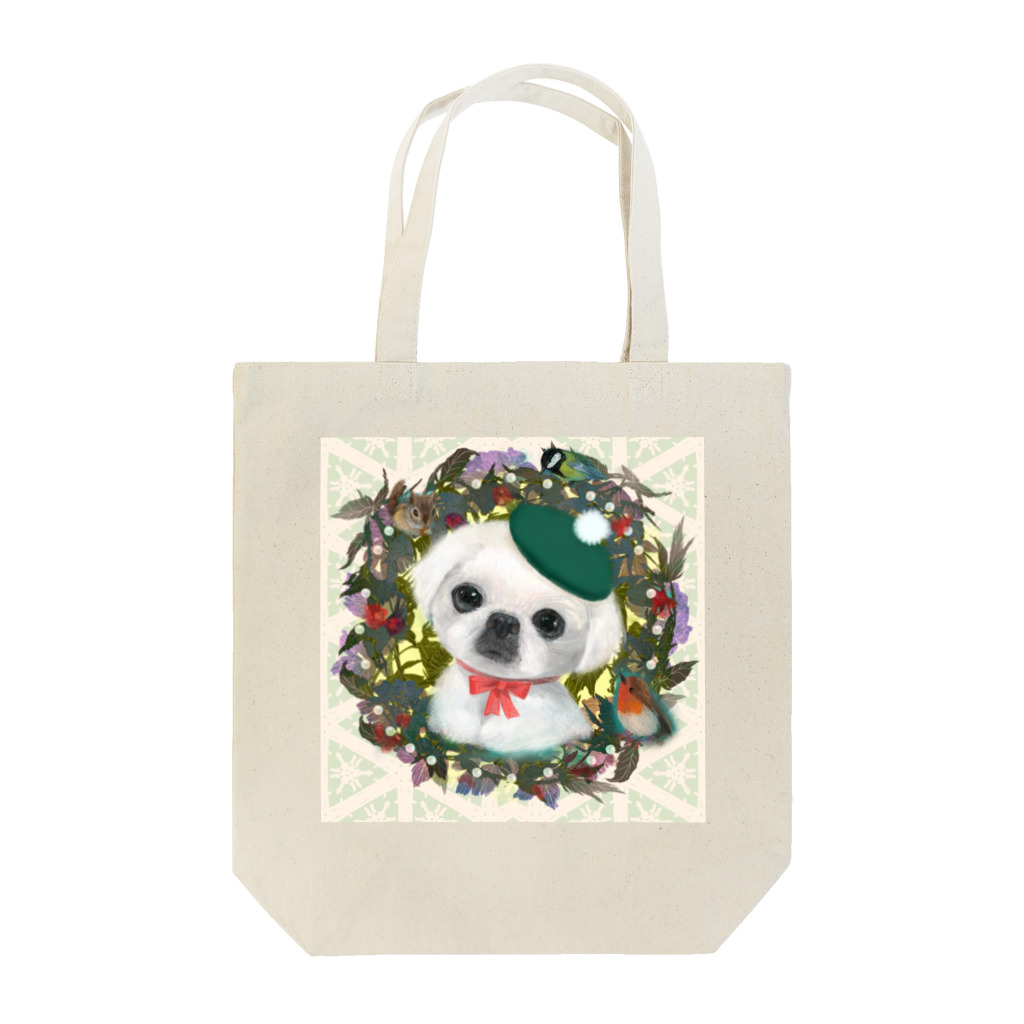 NORIMA'S SHOP のおしゃれな白いペキニーズ犬とかわいい動物たち Tote Bag