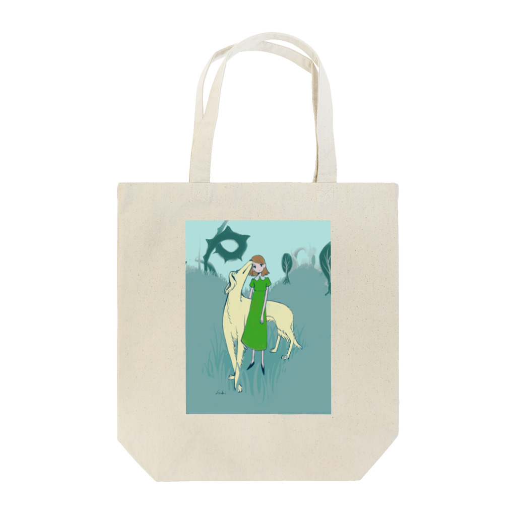 SOUKI✧FROGのボルゾイと女の子 Tote Bag