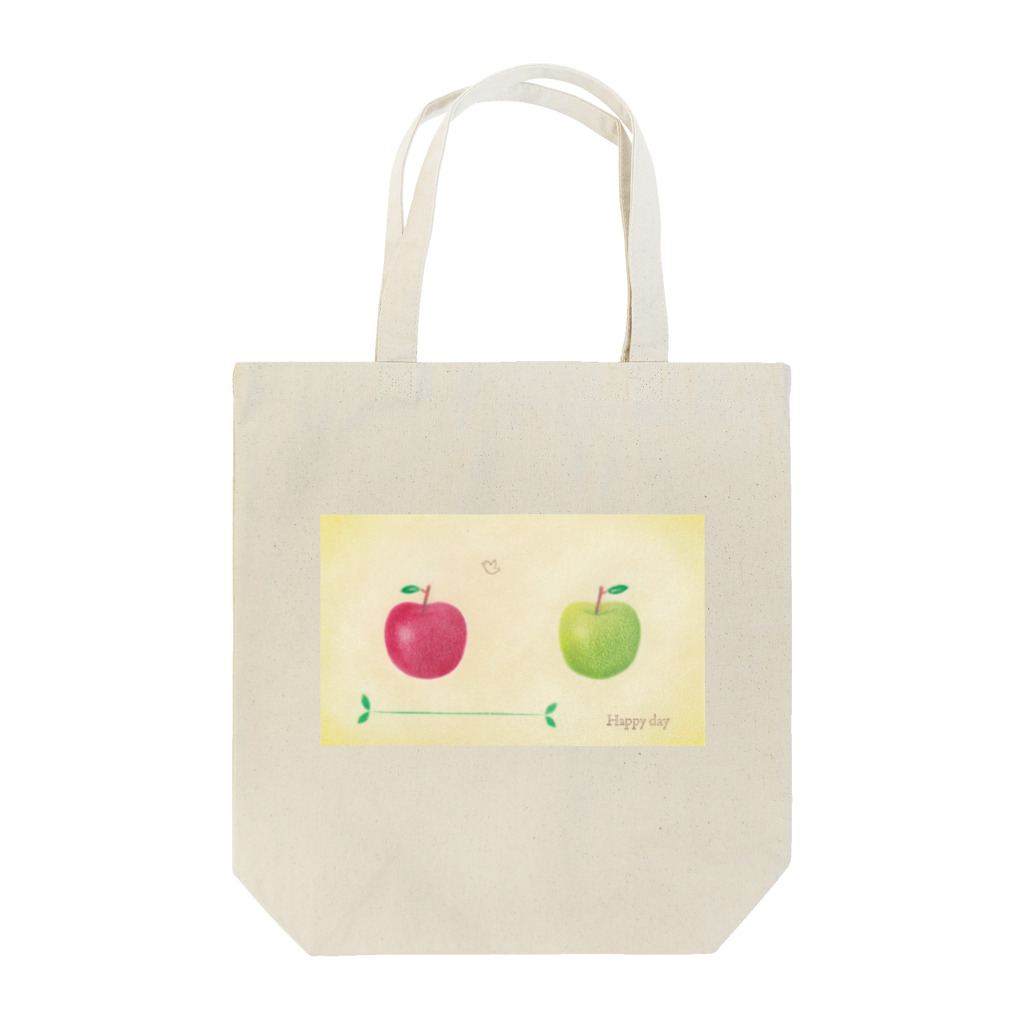 yukibo-zuの赤りんごと青りんご トートバッグ