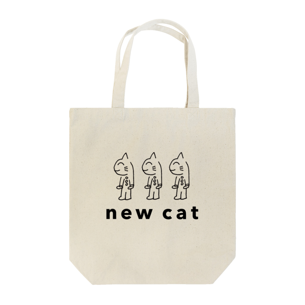 白と水色のカーネーションストアの新しいねこ（new cat）Tシャツ Tote Bag