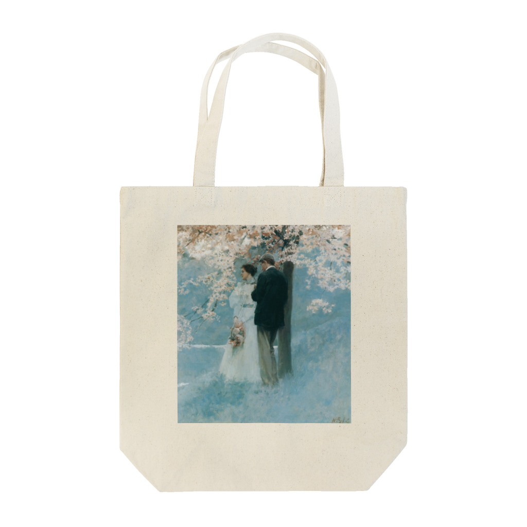 世界の絵画アートグッズのハワード・パイル 《春・桜の木の下で》 Tote Bag