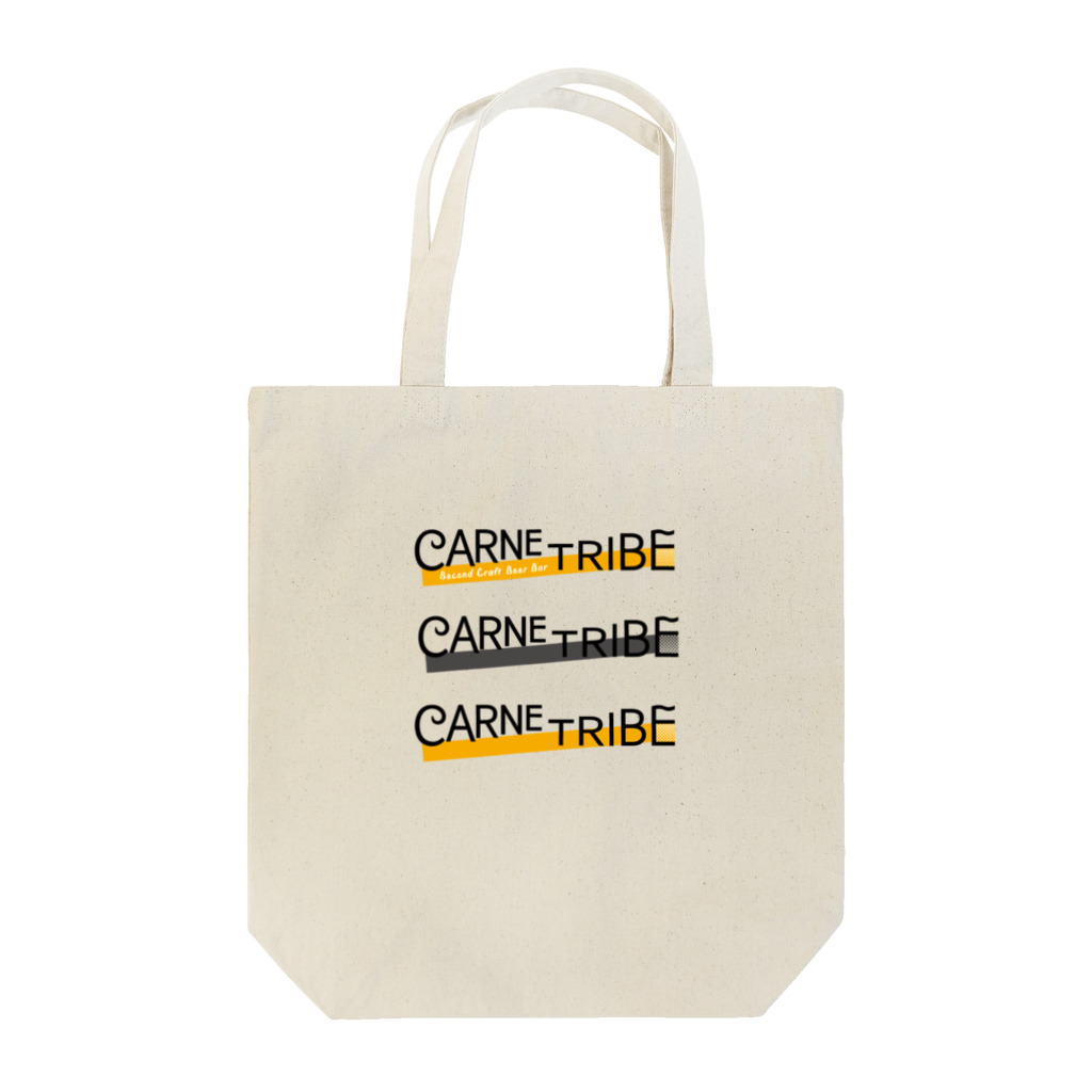CarneTribe second カルネトライブセカンドクラフトビアバーのCarneTribe 3連カラーロゴ トートバッグ Tote Bag
