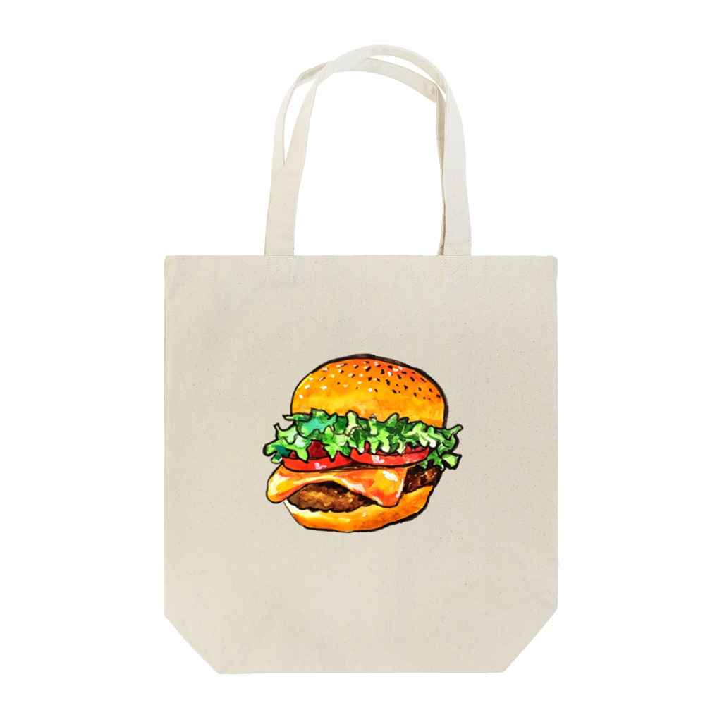 水彩イラストグッズのテイクアウトしたくなるハンバーガー Tote Bag