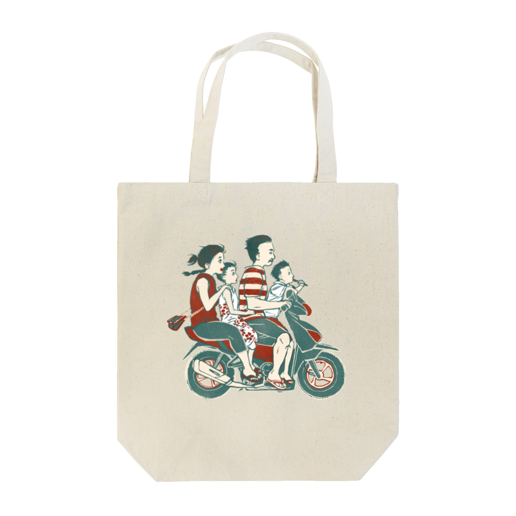 IZANAMI by Akane Yabushitaの【バリの人々】バイク家族乗り Tote Bag