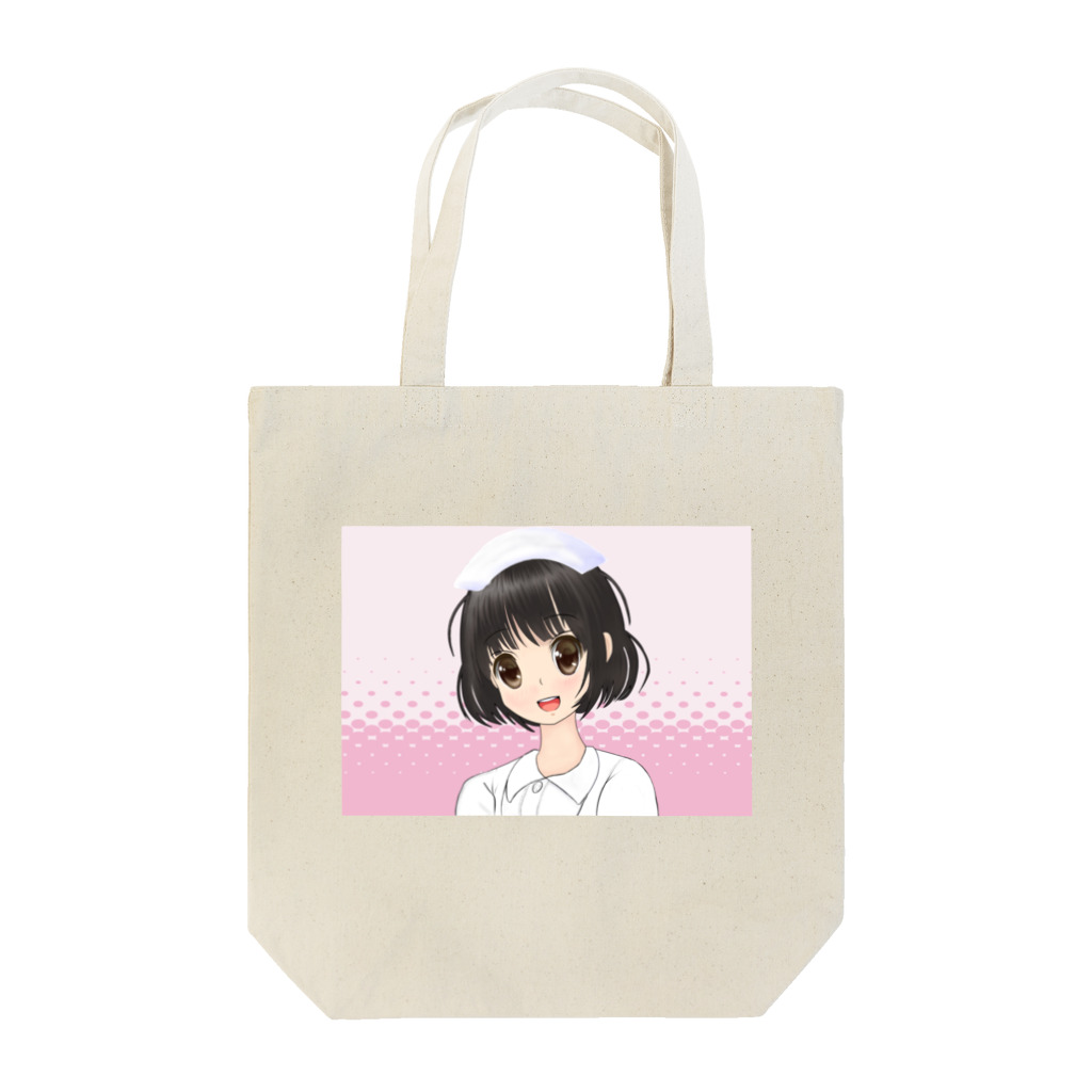 げーむやかんの女性看護師ピンク水玉背景 Tote Bag