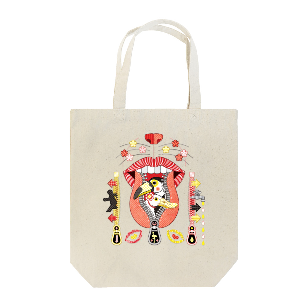 ねことりむし★CAT BIRD INSECTのお口チャック出入り口 Tote Bag