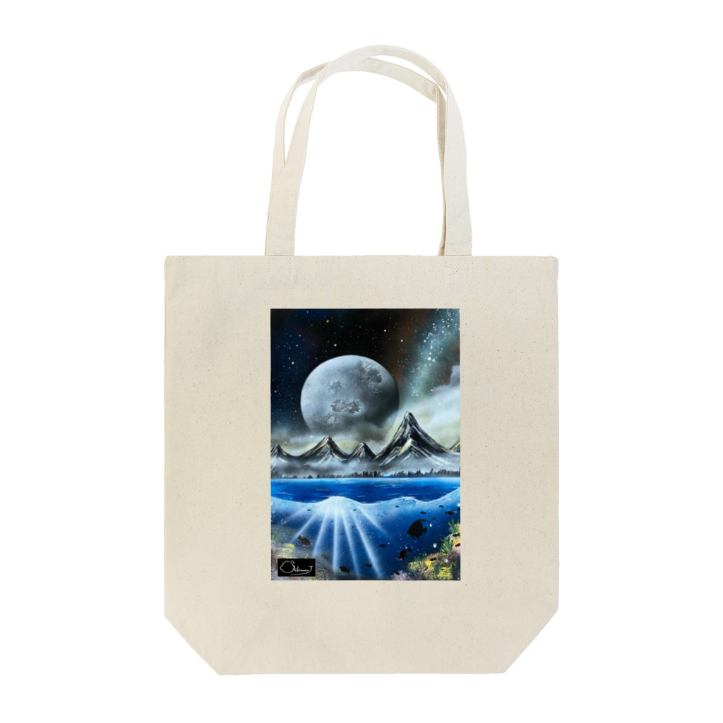 oshimuraのスプレーアート　月光🌕　オシムラサイン入り トートバッグ