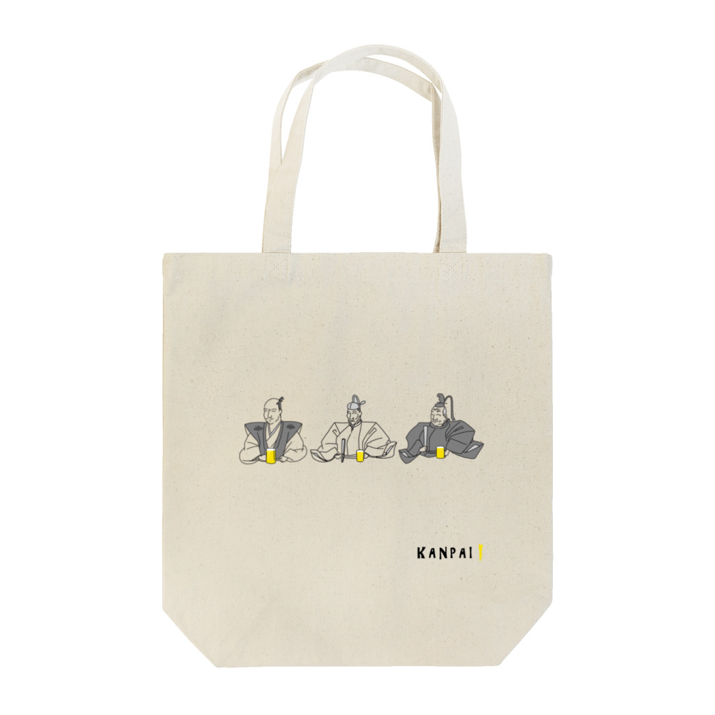 ビールとアート TM-3 Designの偉人 × BEER（三英傑）黒線画 Tote Bag