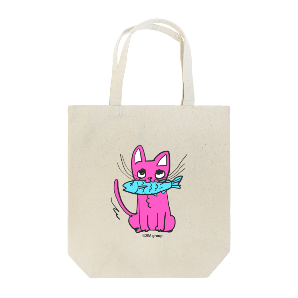 Official GOODS Shopのお魚くわえたピンクニャーンコ Tote Bag