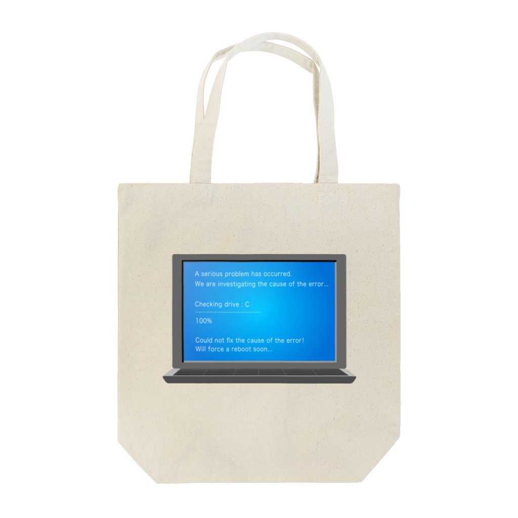 illust_designs_labの 架空のブルースクリーンエラー画面のイラスト トートバッグ