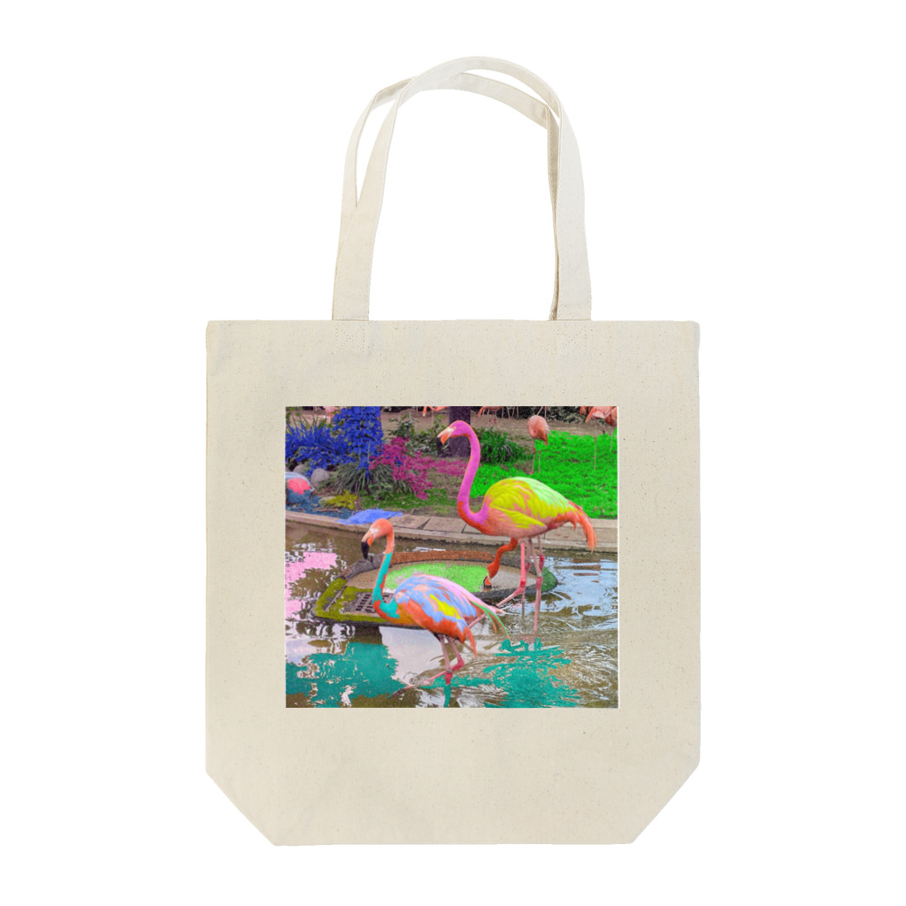 ShuszloのFlamingos covered with color  トートバッグ