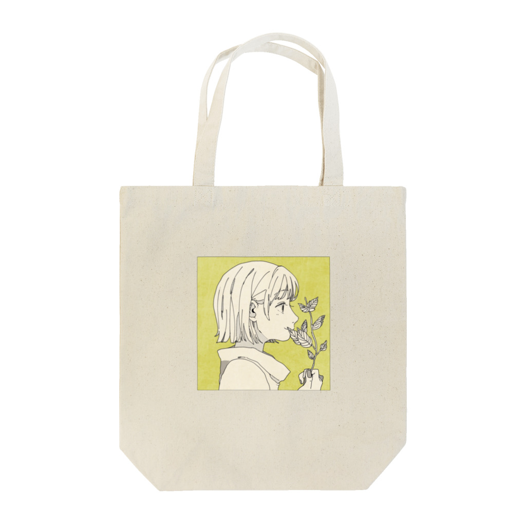 イララギの植物と女の子(tote bag) トートバッグ