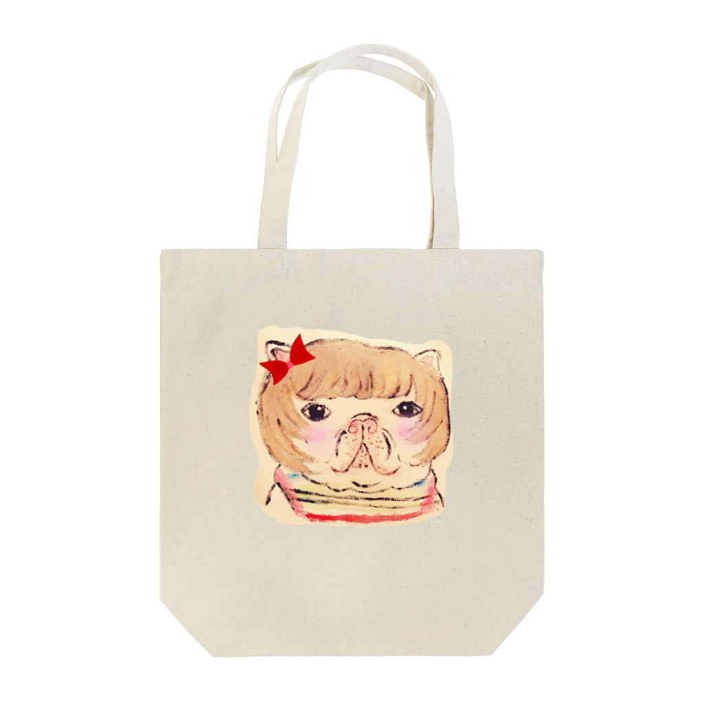 Kabapのフレンチブルドッグのカトリーヌちゃん🎀 顔型 Tote Bag